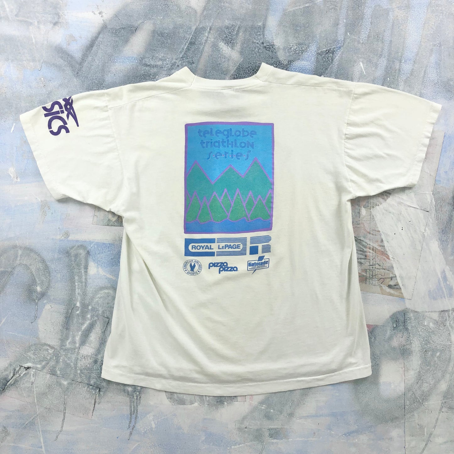 Vintage 90s Asics Race Crew Teleglobe Triatholon Series T Shirt XL