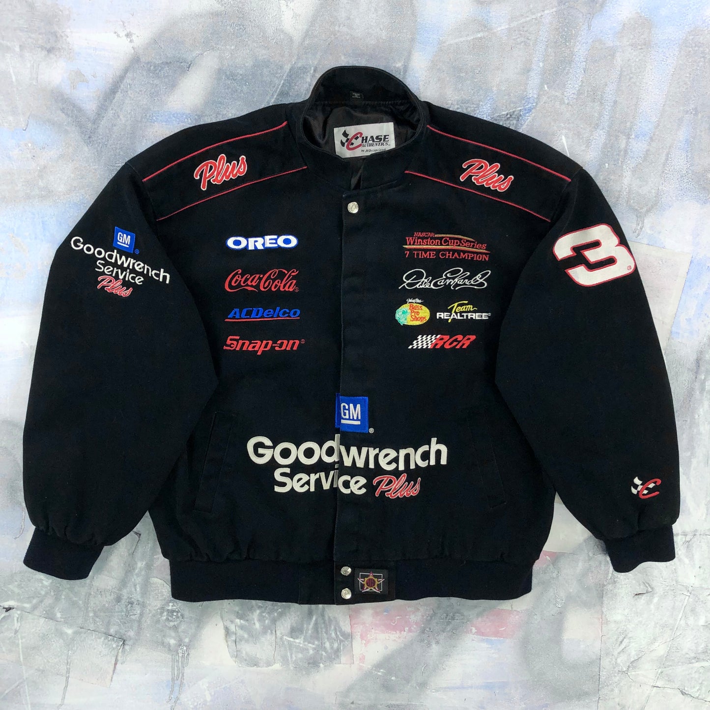 Vintage 90s Dale Earnhardt Nascar Good Wrench Racing Bomber Button Jacket XL