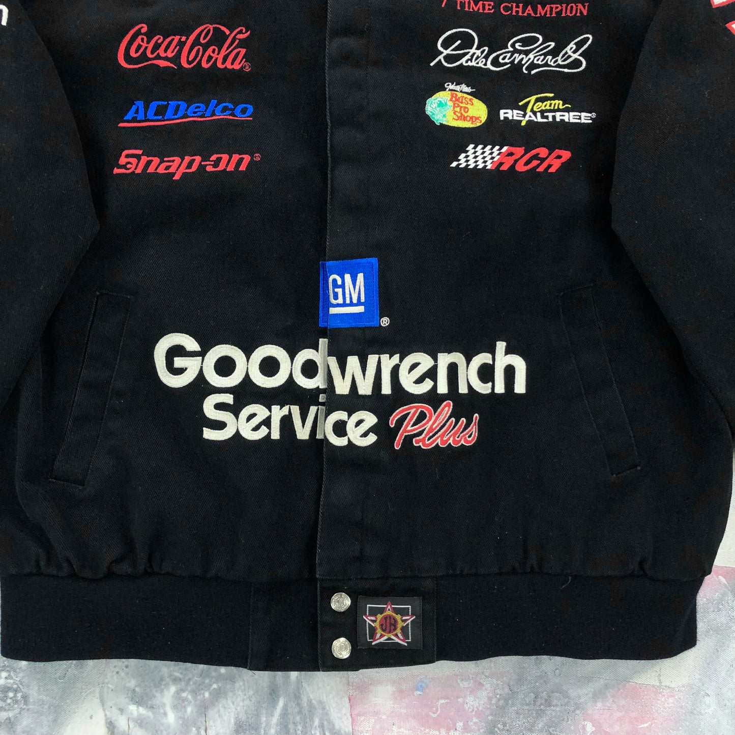 Vintage 90s Dale Earnhardt Nascar Good Wrench Racing Bomber Button Jacket XL