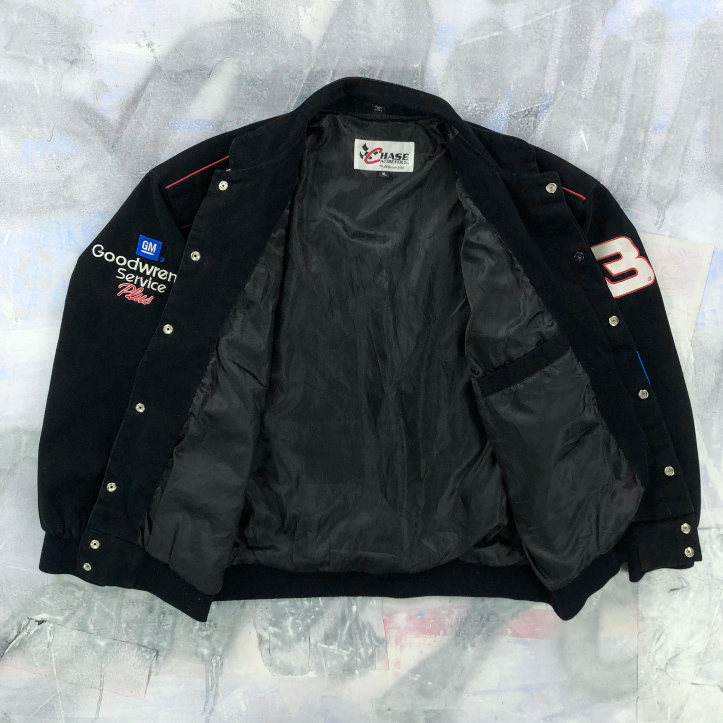 Vintage 90s Dale Earnhardt Nascar Good Wrench Racing Bomber Button Jacket XL