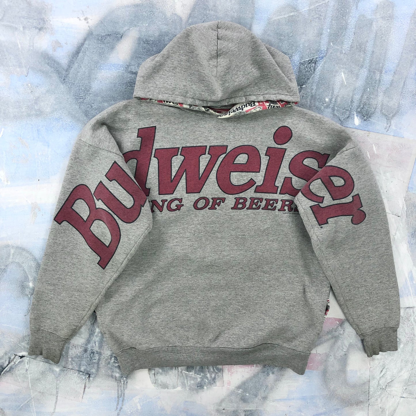 Vintage 90s Budweiser AOP Hoodie Sweatshirt L