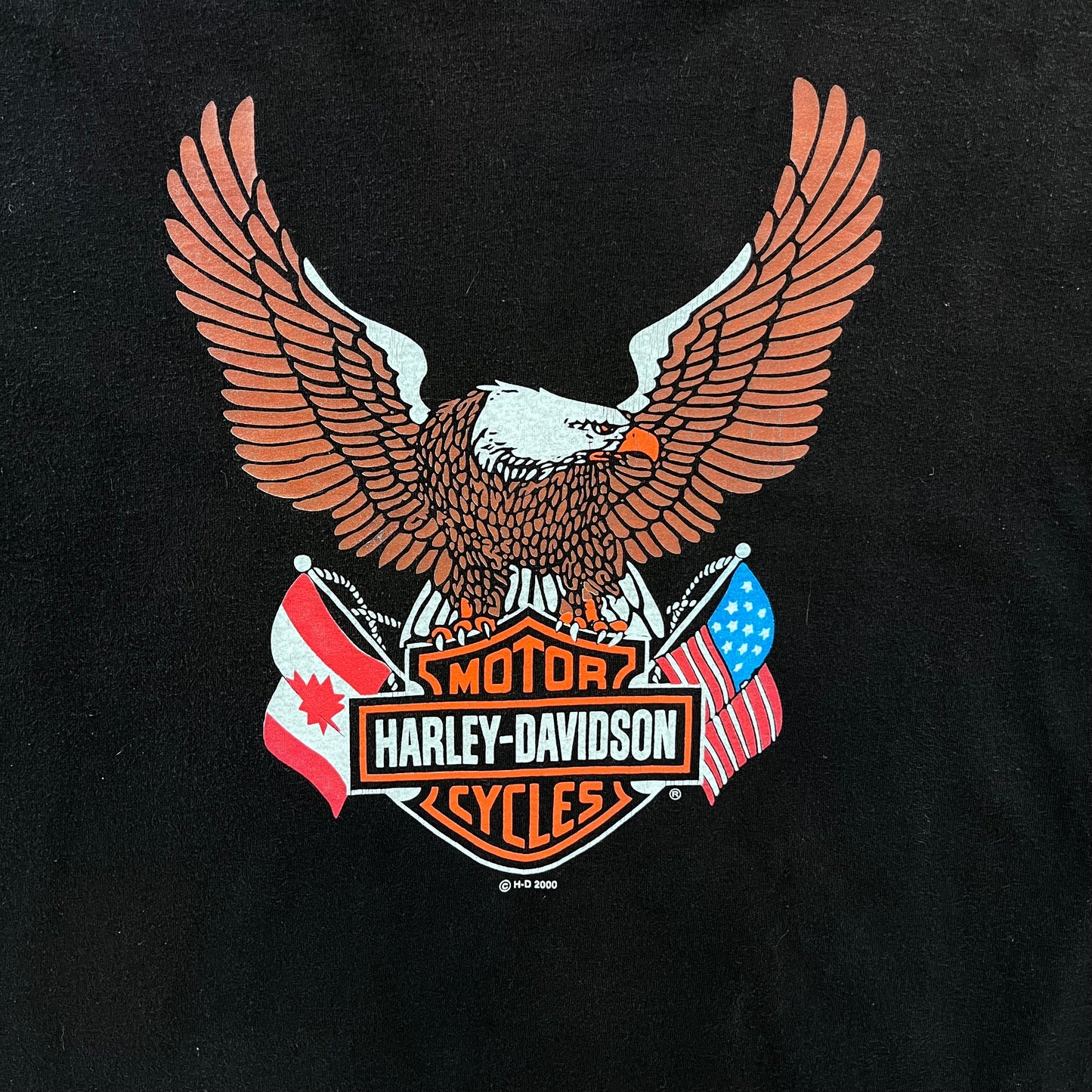 Vintage Harley Davidson Motorcycles Canada & United States Flags Eagle Single Stitch T Shirt XL