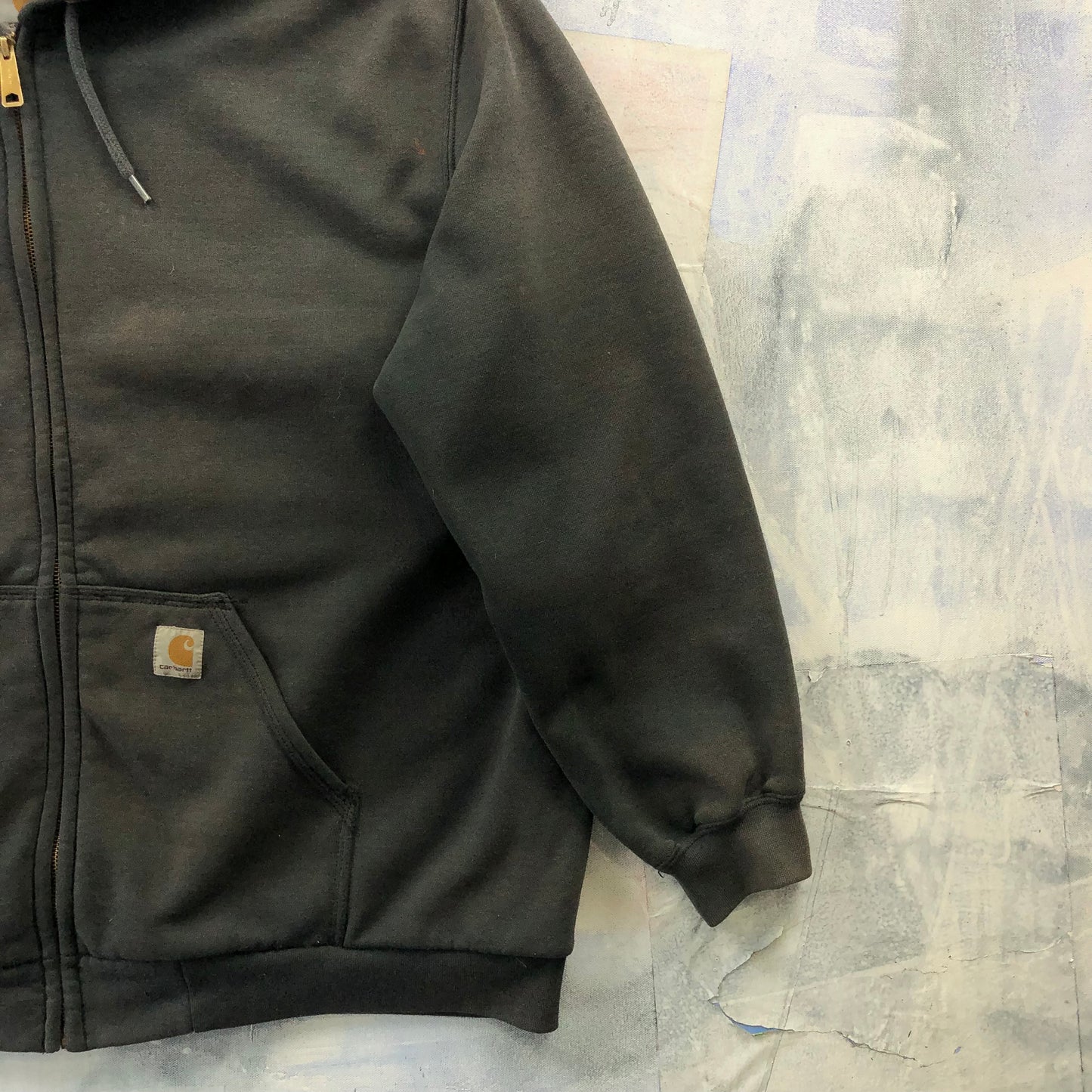 Vintage Carhartt Sun Faded Thermal Lined Full Zip Hoodie Sweatshirt XL