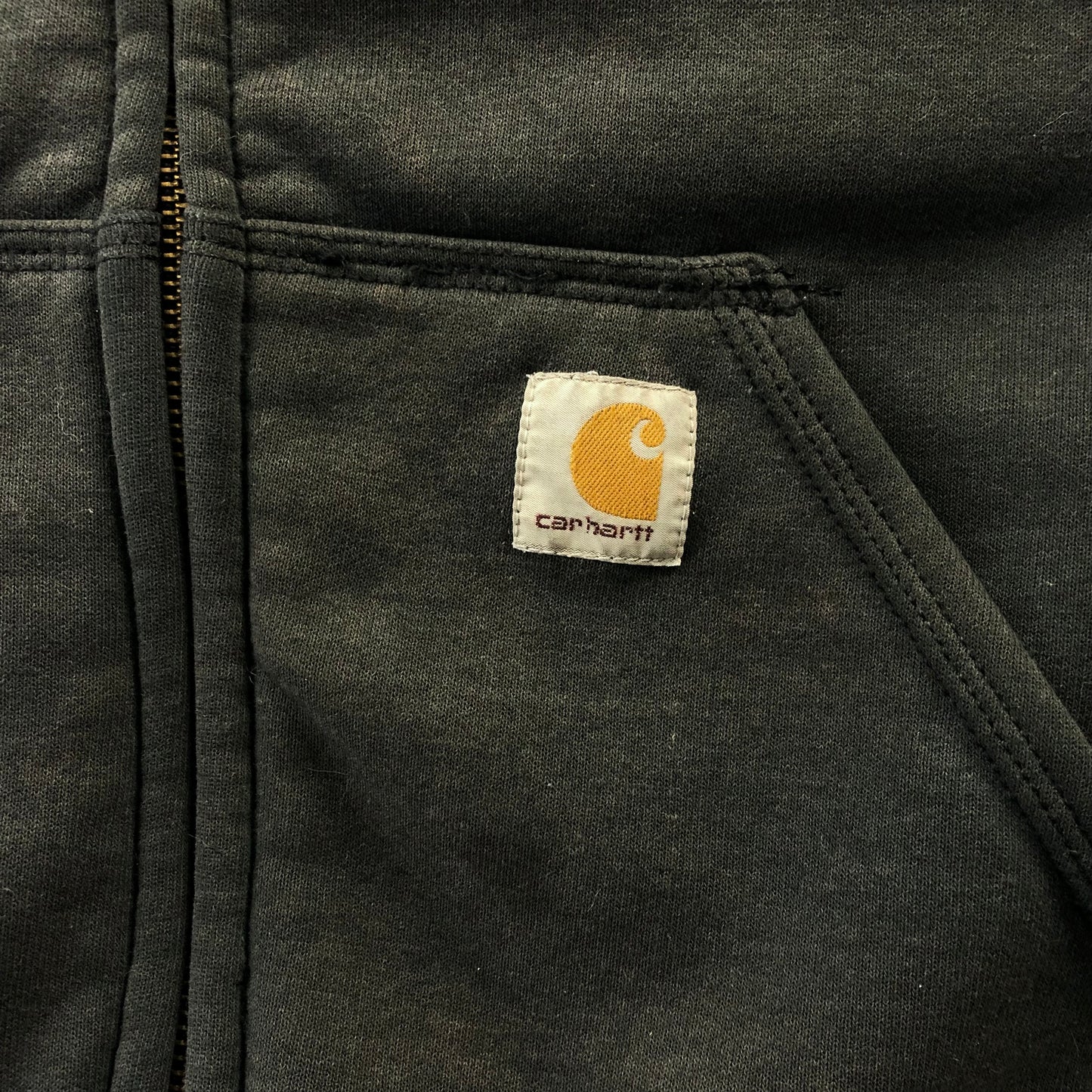 Vintage Carhartt Sun Faded Thermal Lined Full Zip Hoodie Sweatshirt XL