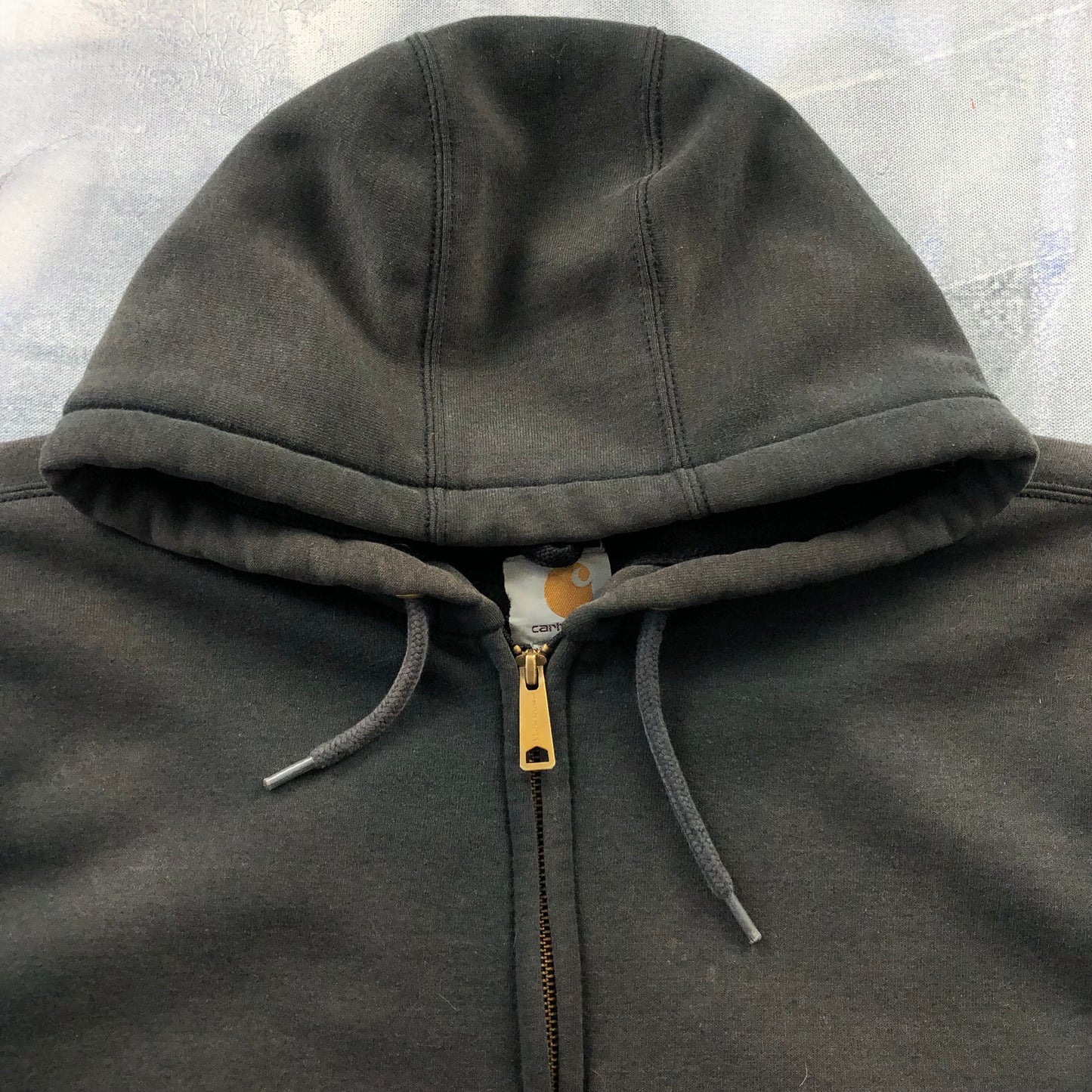 Vintage Carhartt Sun Faded Thermal Lined Full Zip Hoodie Sweatshirt XL