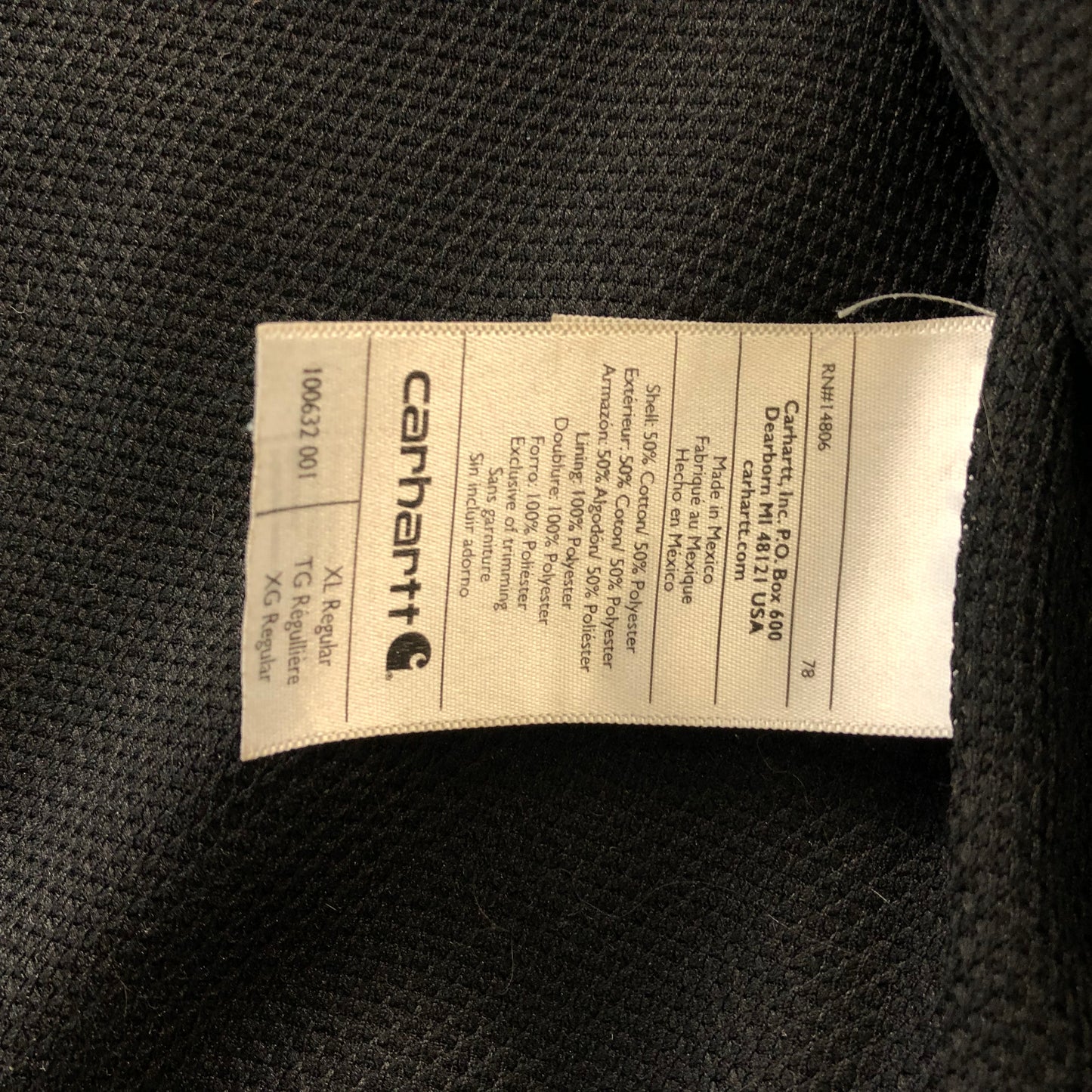 Vintage Carhartt Sun Faded Thermal Lined Full Zip Hoodie Sweatshirt XL