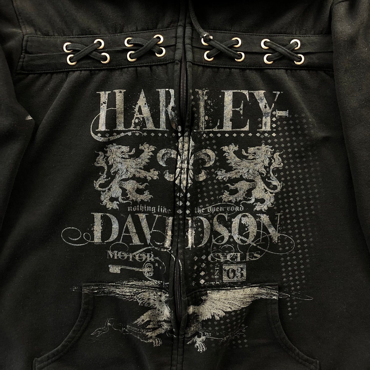 Vintage Harley Davidson Lethbridge Alberta Full Zip Hoodie Sweatshirt XL