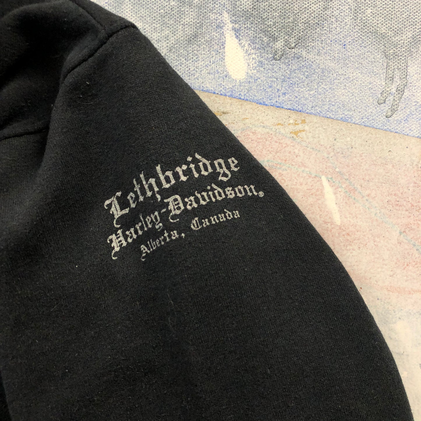 Vintage Harley Davidson Lethbridge Alberta Full Zip Hoodie Sweatshirt XL