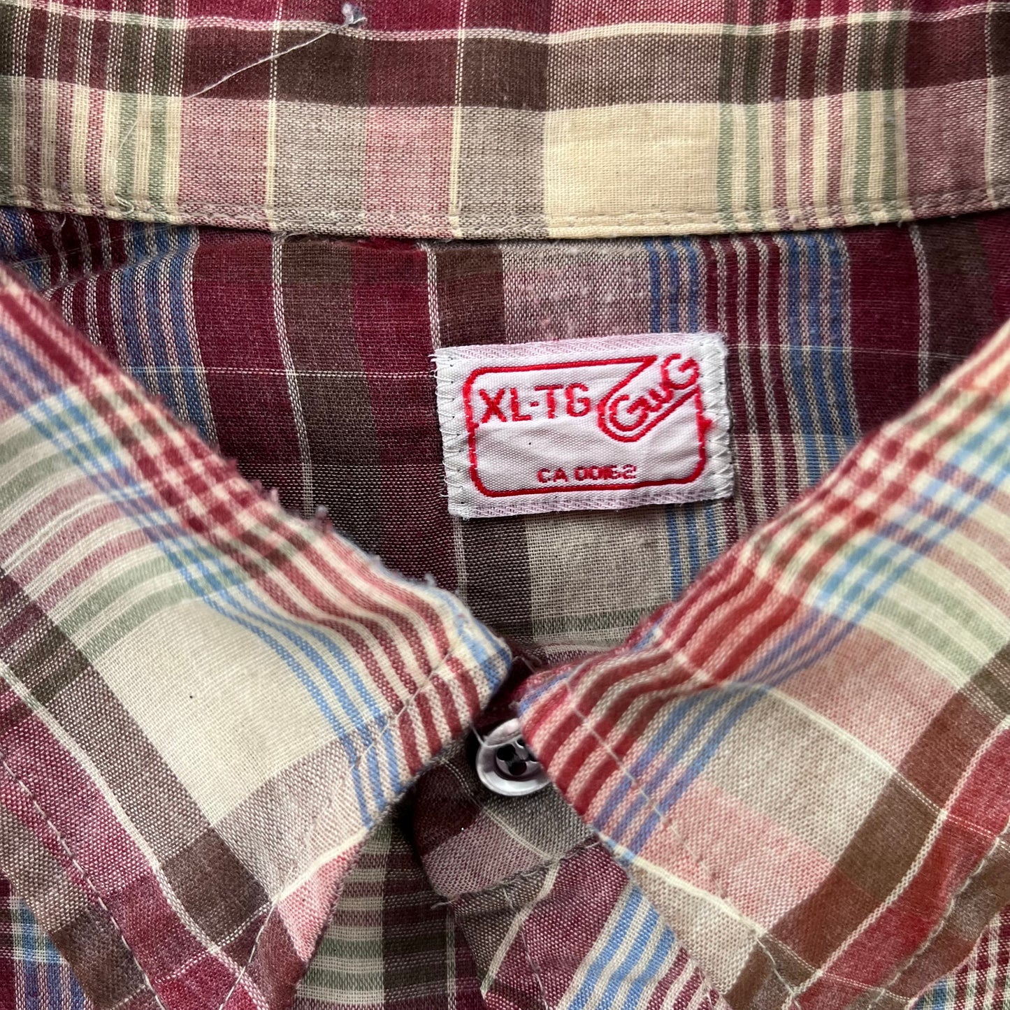 Vintage 80s Great Western Garment Snap Button Plaid Shirt XL
