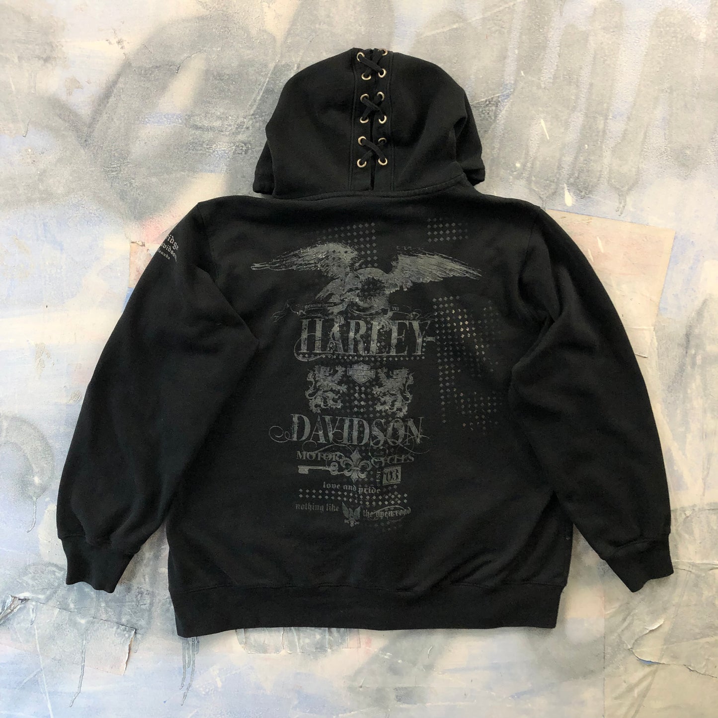 Vintage Harley Davidson Lethbridge Alberta Full Zip Hoodie Sweatshirt XL