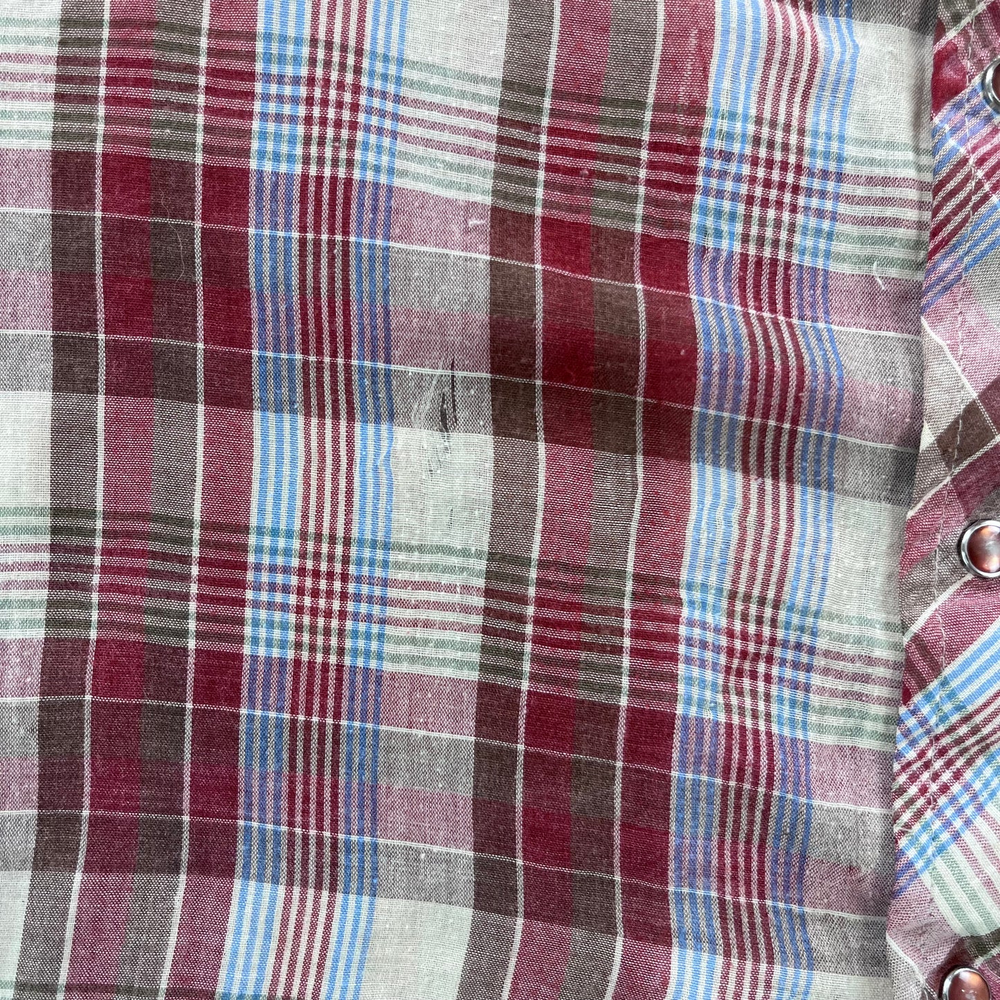 Vintage 80s Great Western Garment Snap Button Plaid Shirt XL