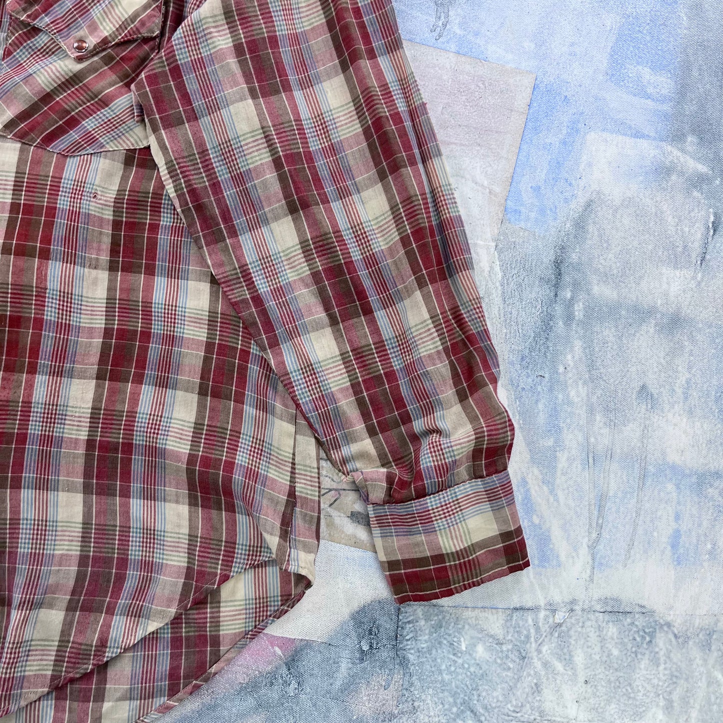 Vintage 80s Great Western Garment Snap Button Plaid Shirt XL