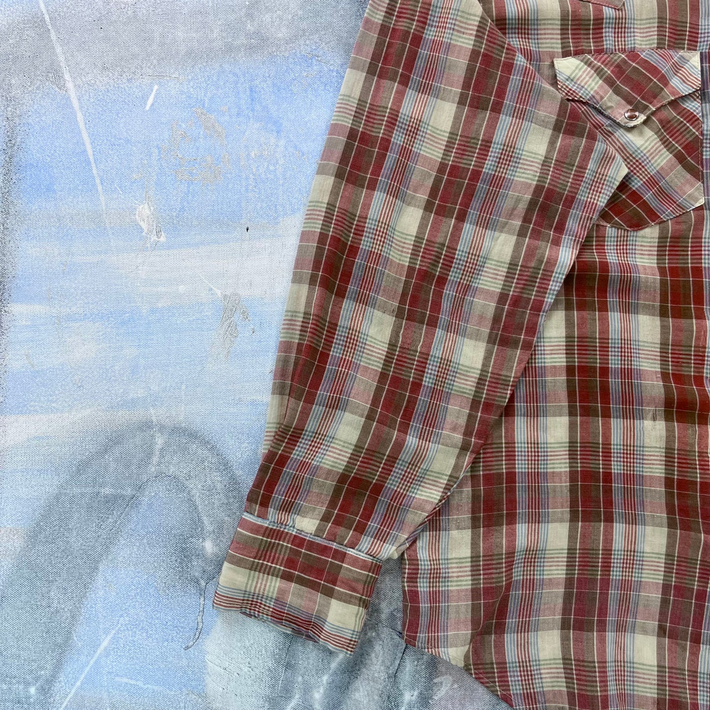Vintage 80s Great Western Garment Snap Button Plaid Shirt XL