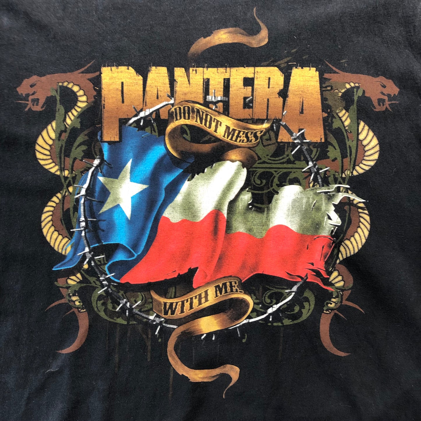 Vintage Pantera Dont Mess With Me Texas Custom Sleeve Cut Off T Shirt XXL