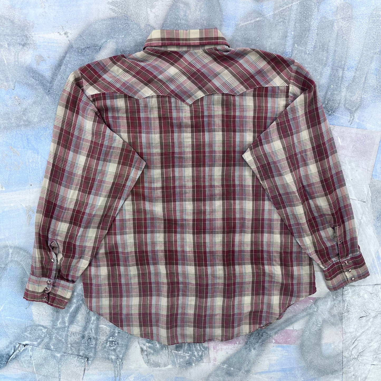 Vintage 80s Great Western Garment Snap Button Plaid Shirt XL