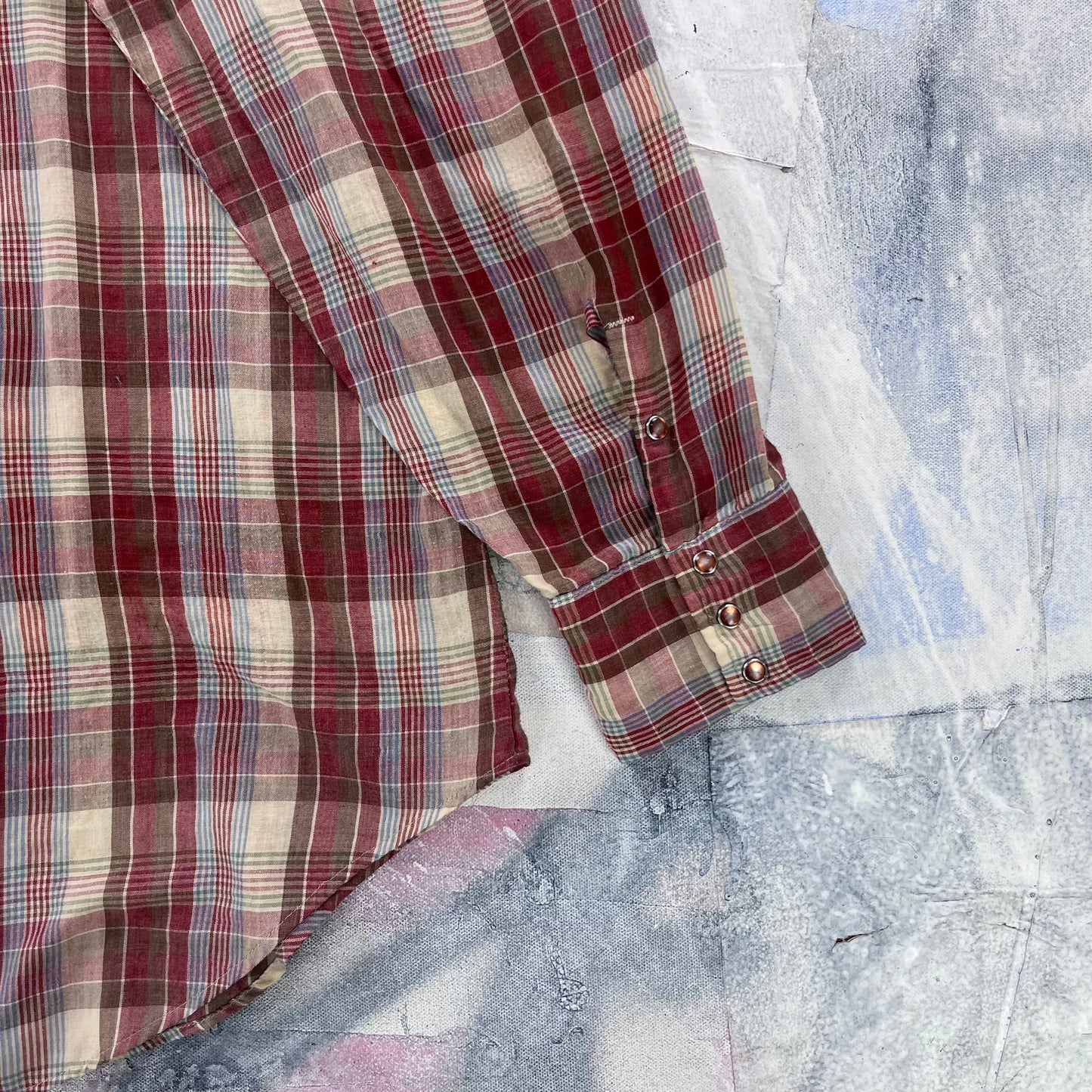 Vintage 80s Great Western Garment Snap Button Plaid Shirt XL