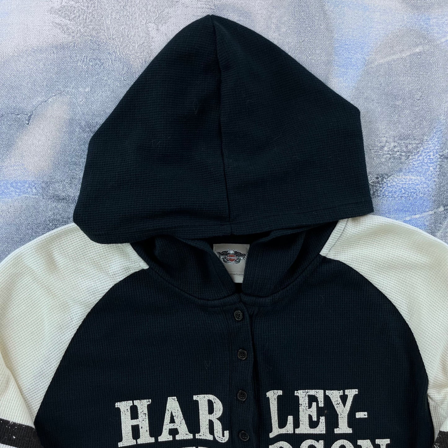 Harley Davidson Motorcycles Waffle Knit Hoodie Sweatshirt XL (Womens)