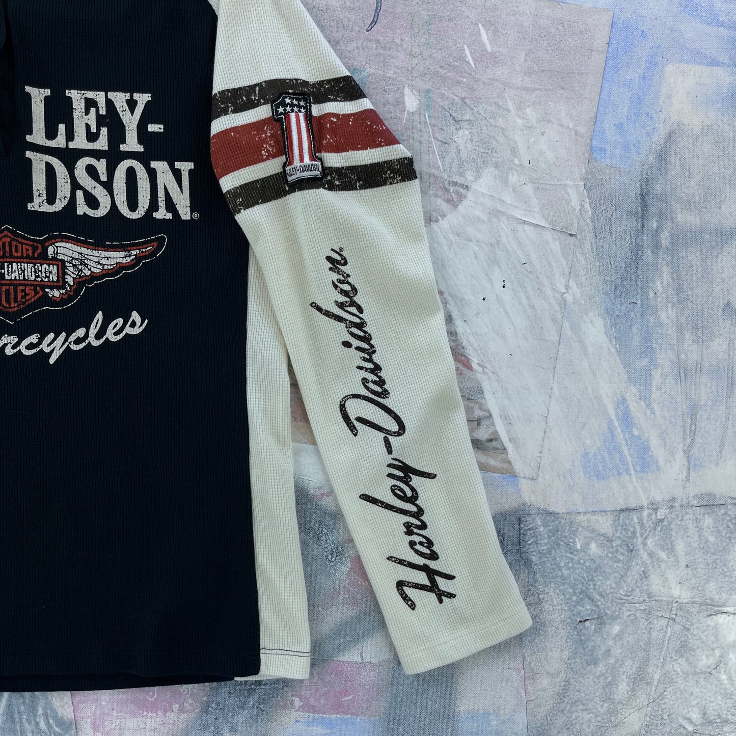 Harley Davidson Motorcycles Waffle Knit Hoodie Sweatshirt XL (Womens)