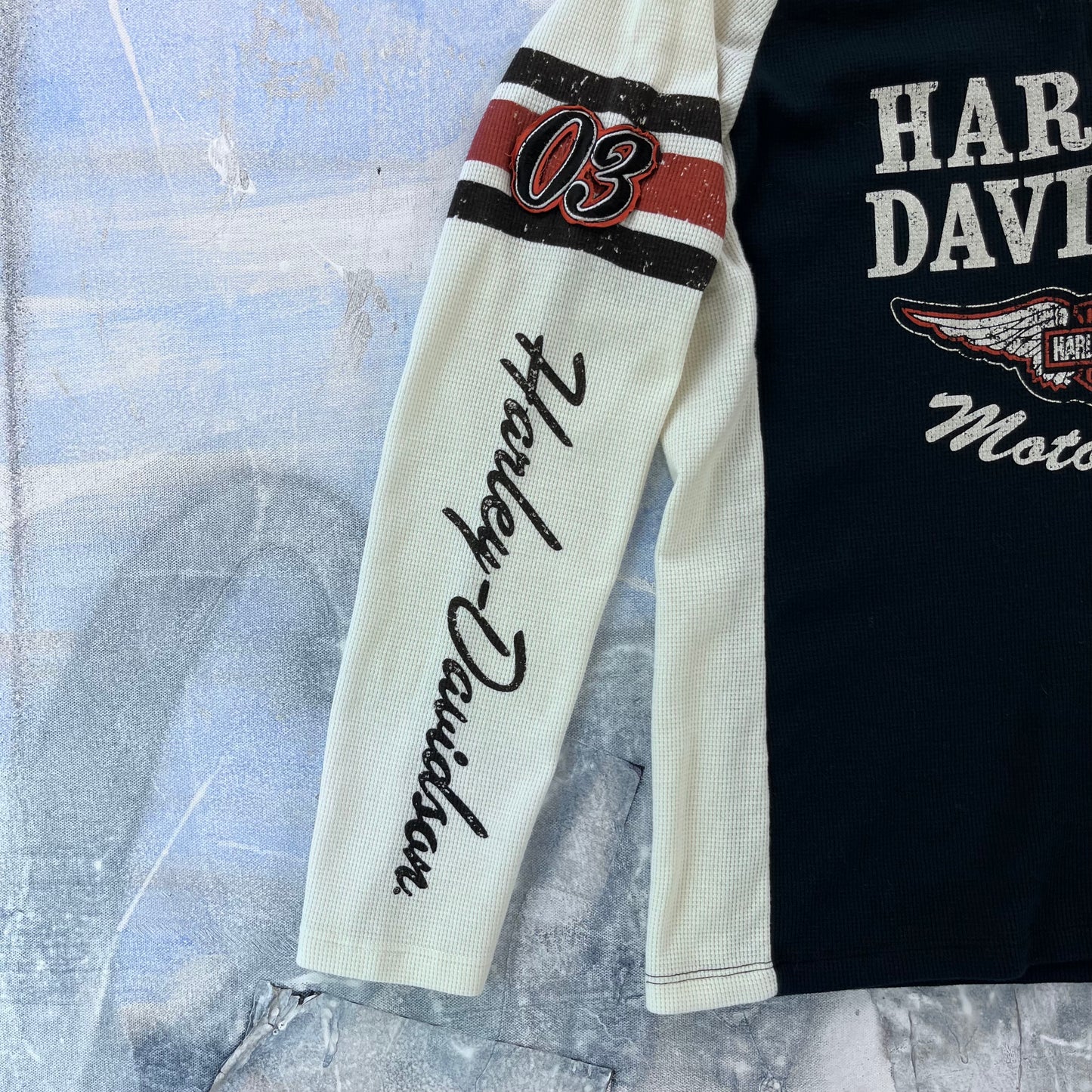 Harley Davidson Motorcycles Waffle Knit Hoodie Sweatshirt XL (Womens)