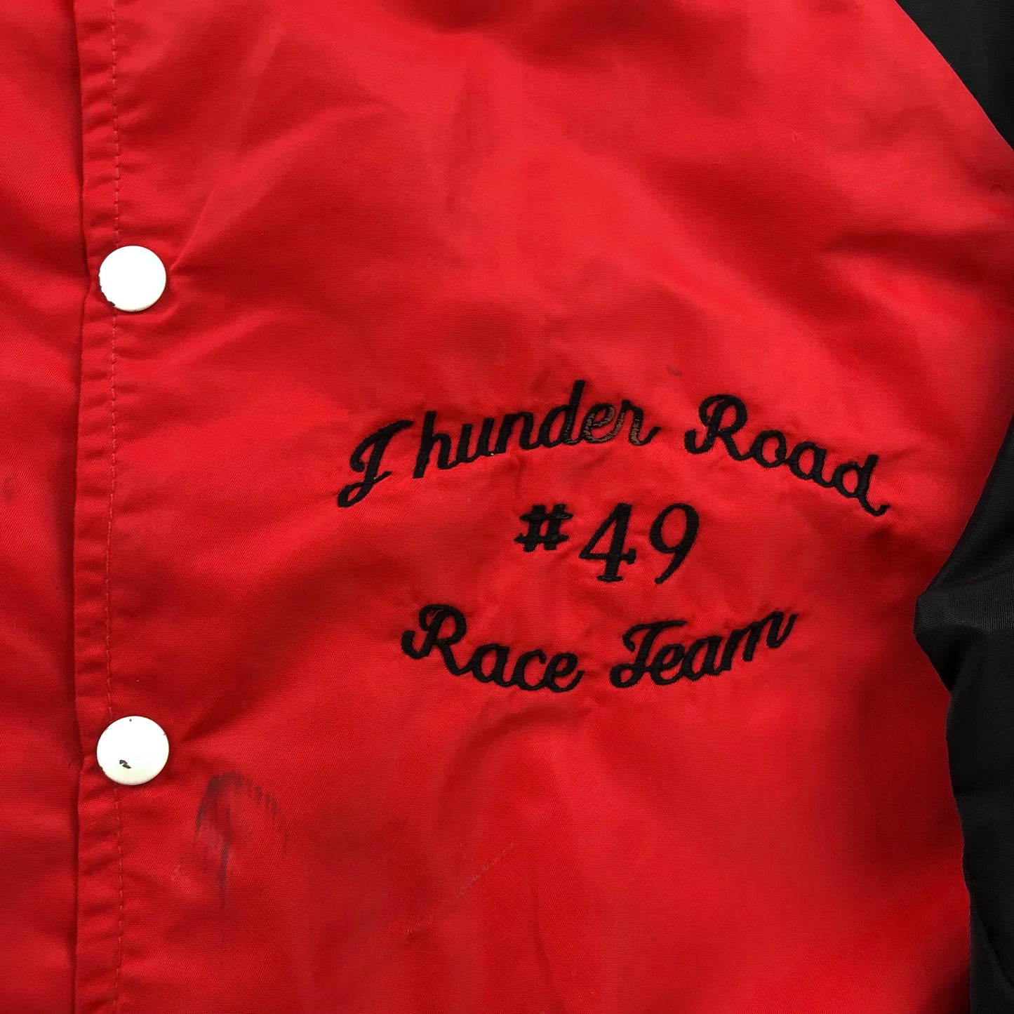 Vintage Chinook Auto Racing Association Lethbridge Alberta Blanket Lined Satin Bomber Button Jacket L