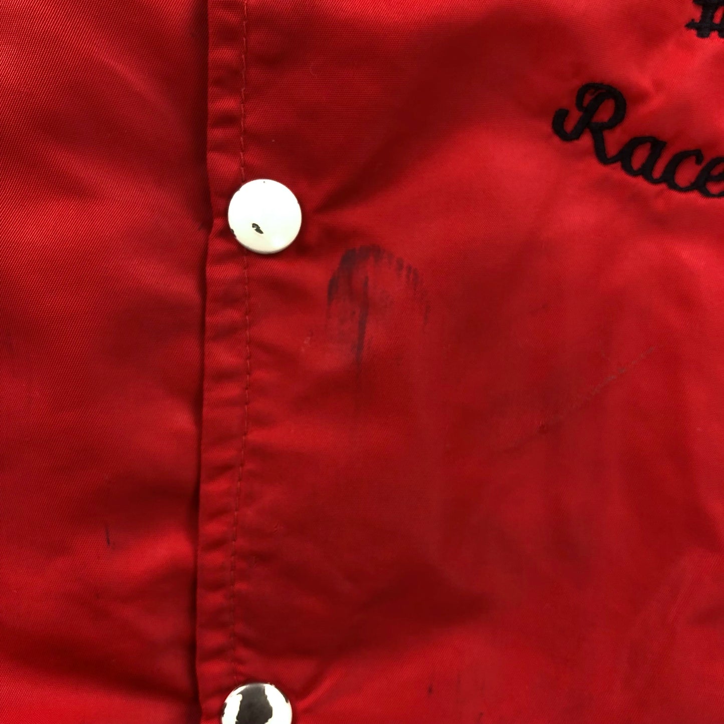 Vintage Chinook Auto Racing Association Lethbridge Alberta Blanket Lined Satin Bomber Button Jacket L