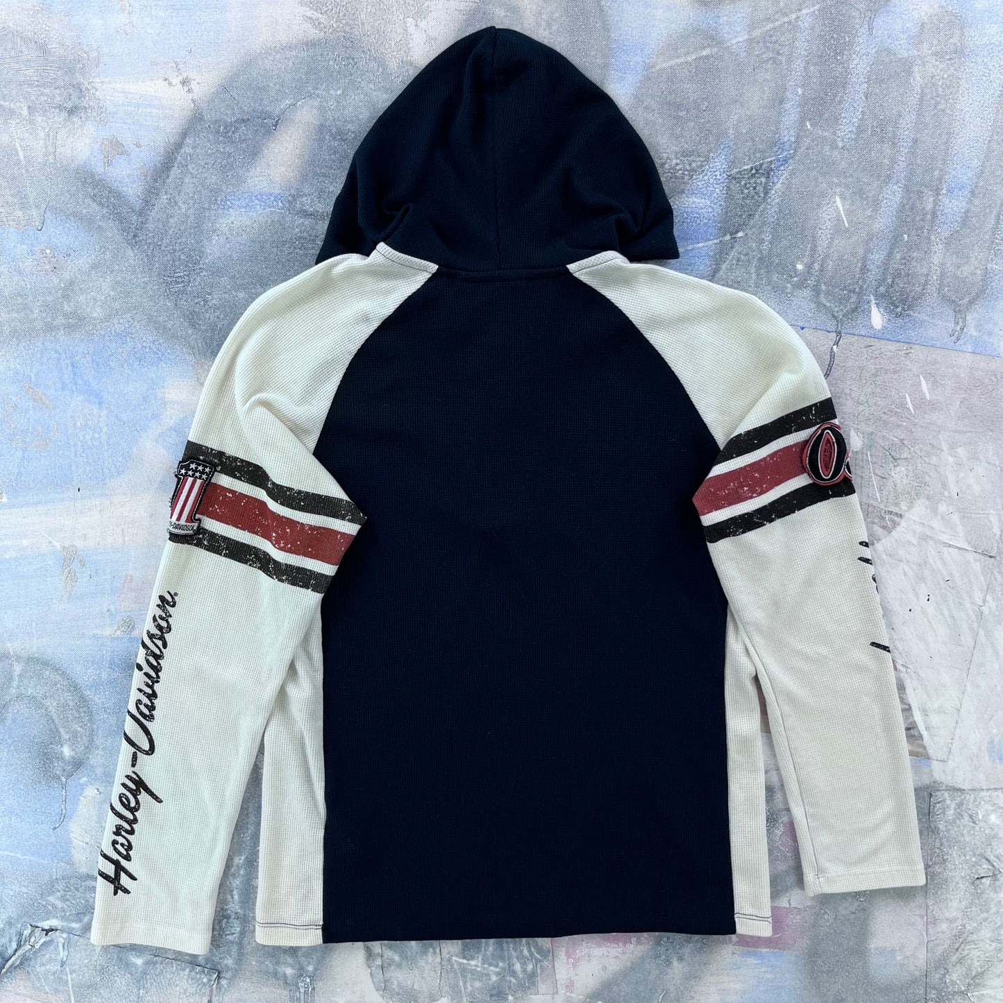 Harley Davidson Motorcycles Waffle Knit Hoodie Sweatshirt XL (Womens)