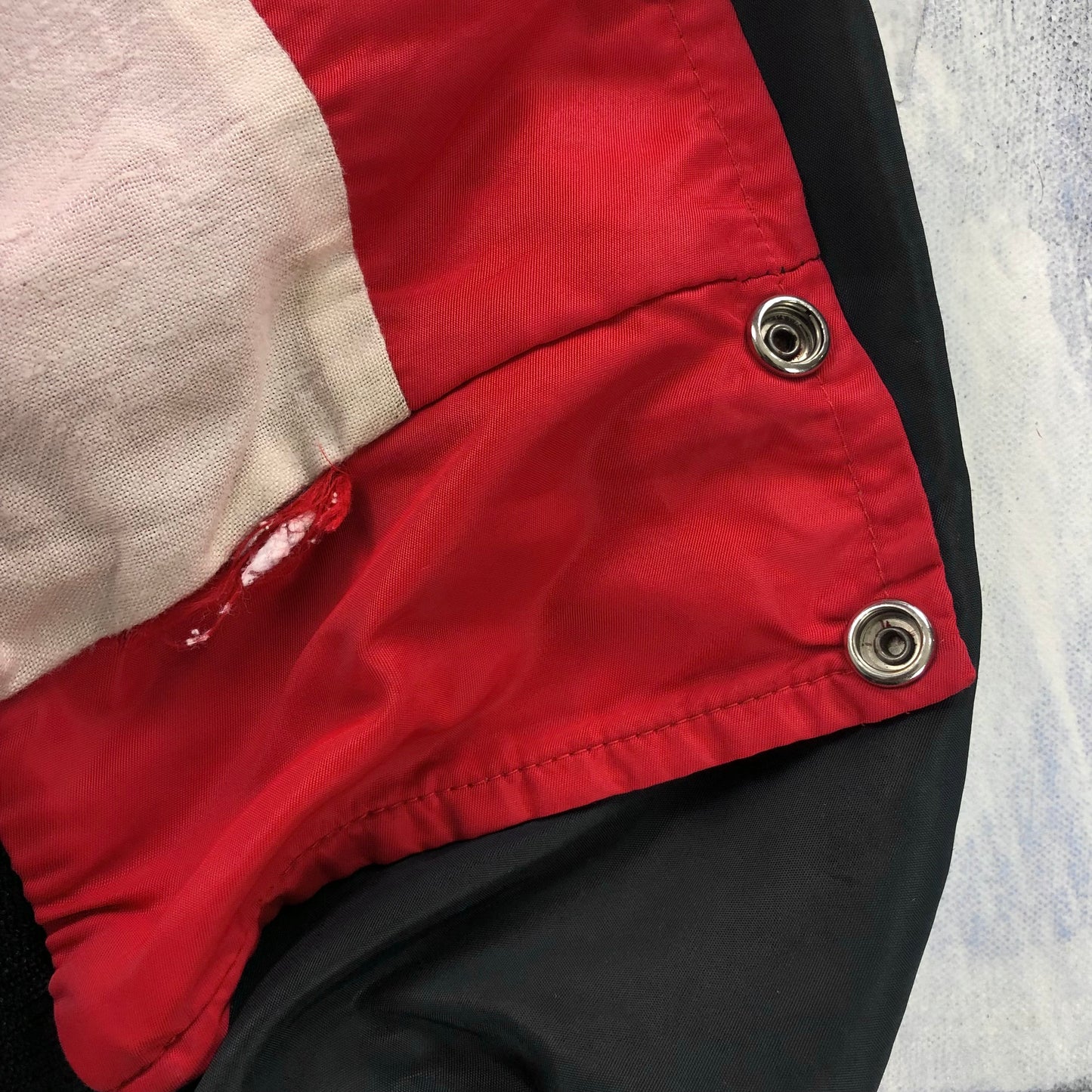 Vintage Chinook Auto Racing Association Lethbridge Alberta Blanket Lined Satin Bomber Button Jacket L
