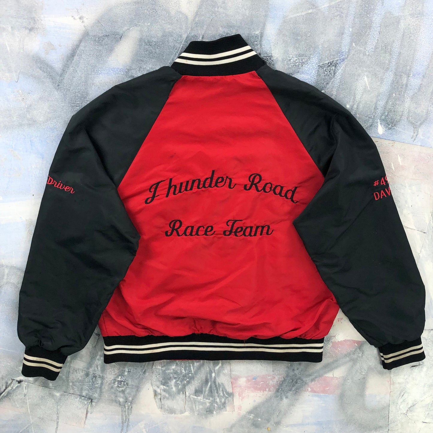 Vintage Chinook Auto Racing Association Lethbridge Alberta Blanket Lined Satin Bomber Button Jacket L