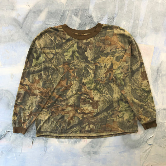 Vintage Liberty Real Tree Ringer Long Sleeve Chest Pocket T Shirt XXL