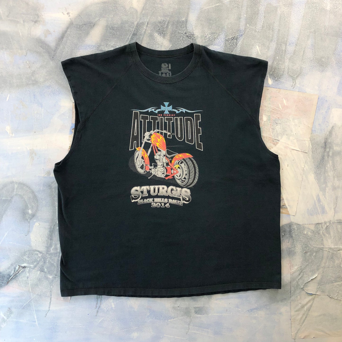 Vintage 2014 Sturgis 100 Percent Attitude Chopper Motorcycle Tank Top XXXL