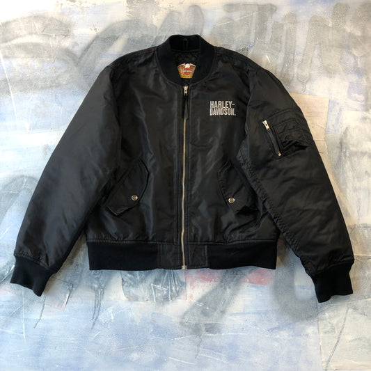 Vintage Harley Davidson Motorcycles USA Bomber Zip Jacket L