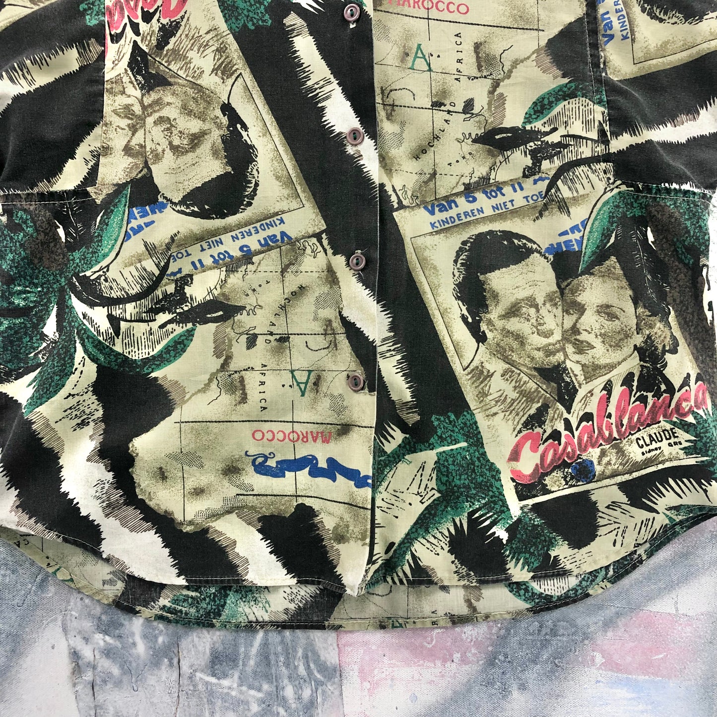 Vintage Casablanca AOP Marocco Button Shirt S