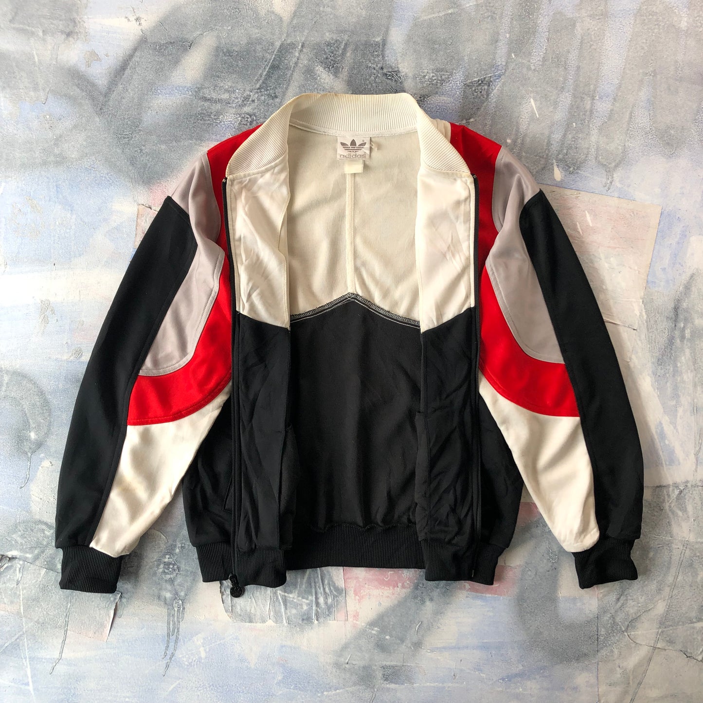 Vintage 80s Adidas Trefoil Colorblock Zip Jacket