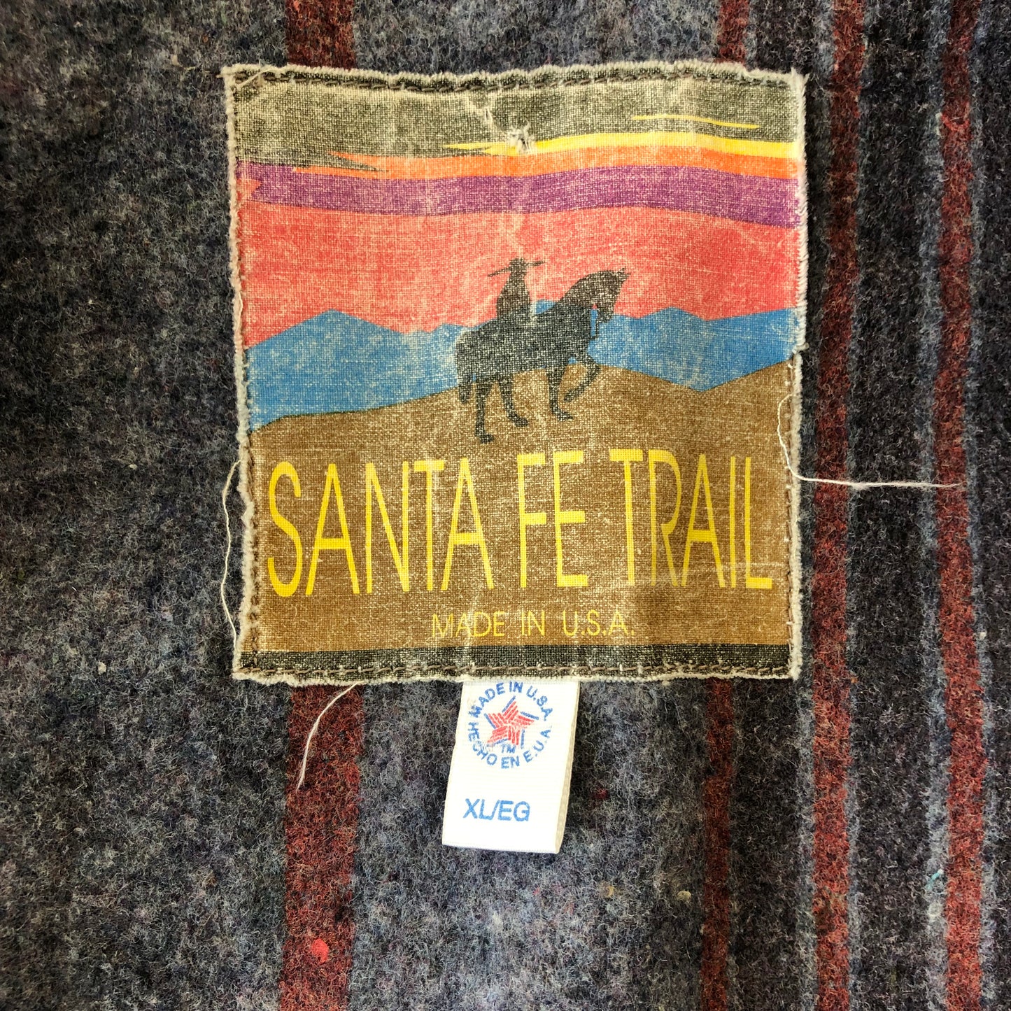 Vintage USA Santa Fe Trail Aztec Blanket Lined Bomber Zip Jacket XL