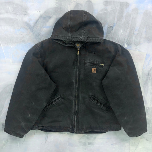 Vintage Carhartt J141 Sherpa Lined Workwear Hooded Zip Jacket XXL
