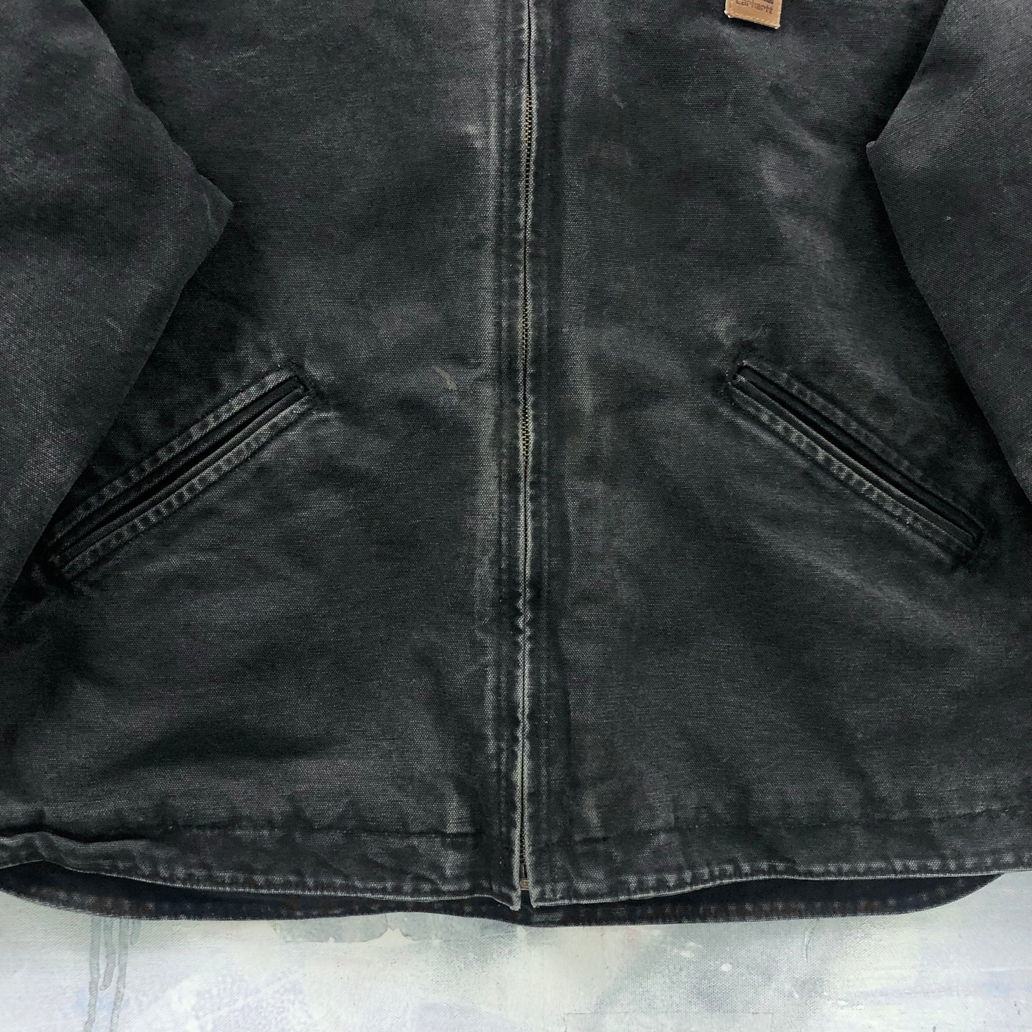 Vintage Carhartt J141 Sherpa Lined Workwear Hooded Zip Jacket XXL