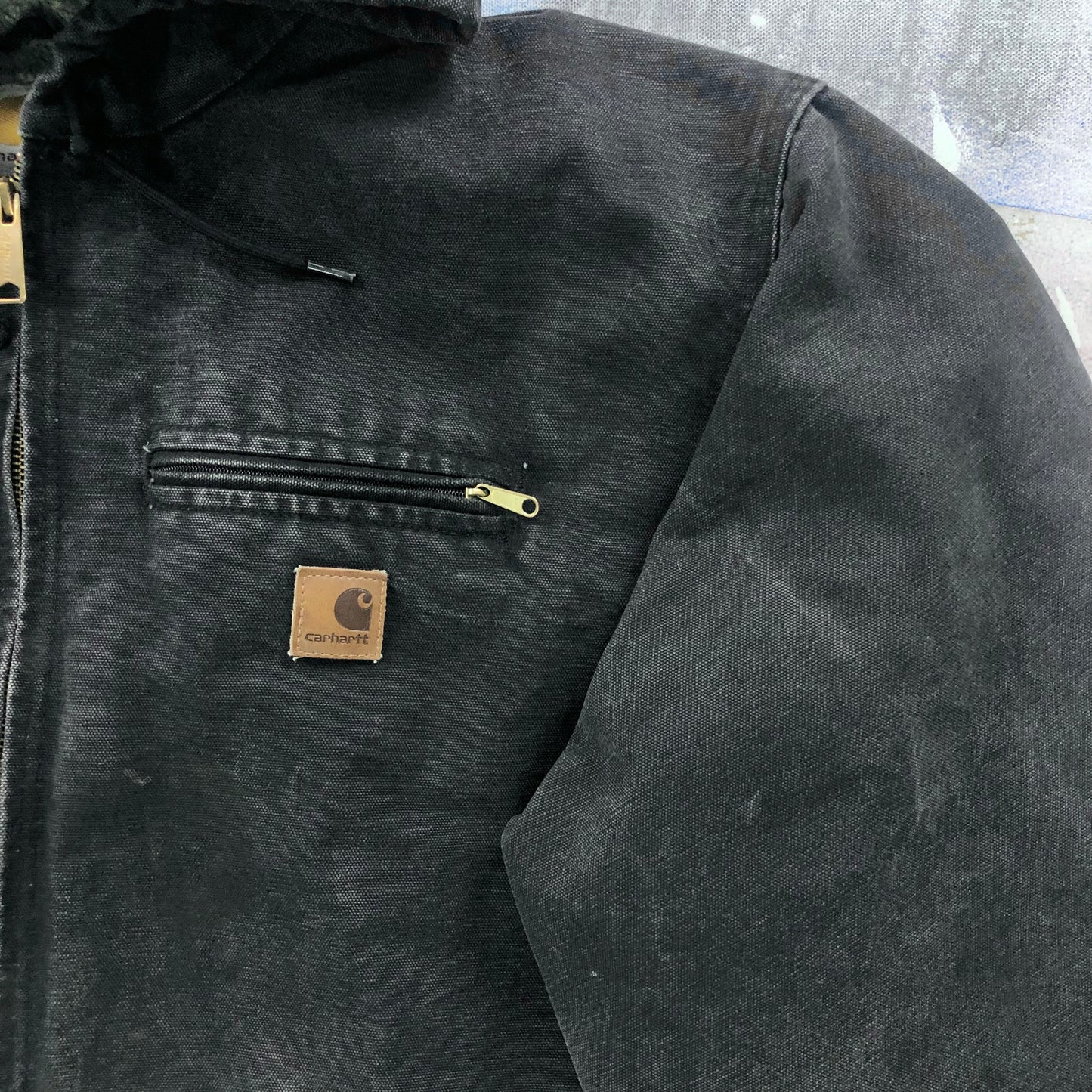 Vintage Carhartt J141 Sherpa Lined Workwear Hooded Zip Jacket XXL