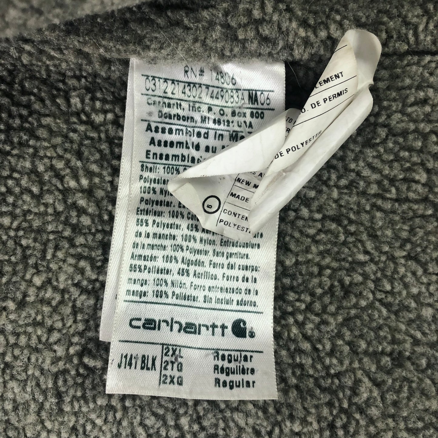Vintage Carhartt J141 Sherpa Lined Workwear Hooded Zip Jacket XXL