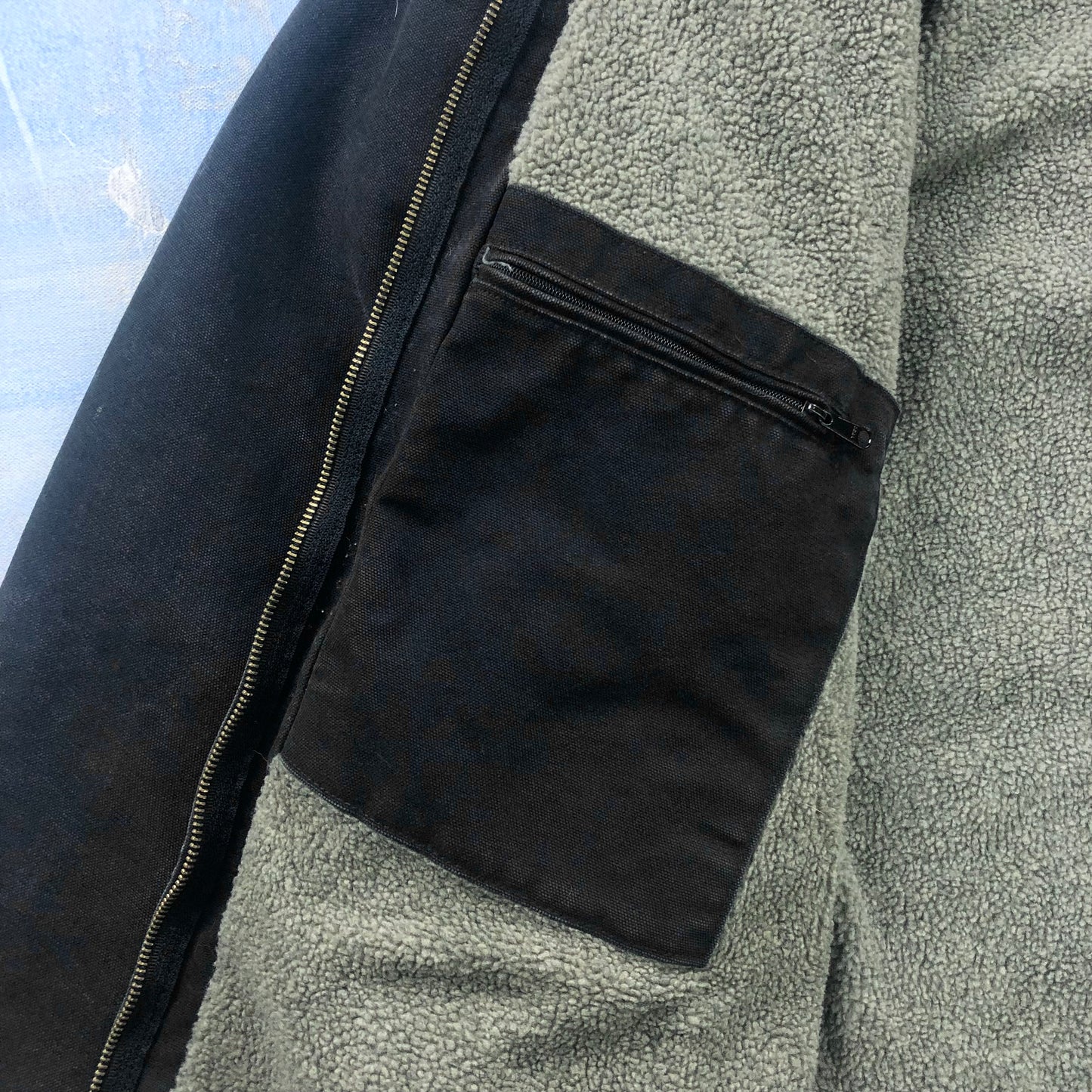 Vintage Carhartt J141 Sherpa Lined Workwear Hooded Zip Jacket XXL