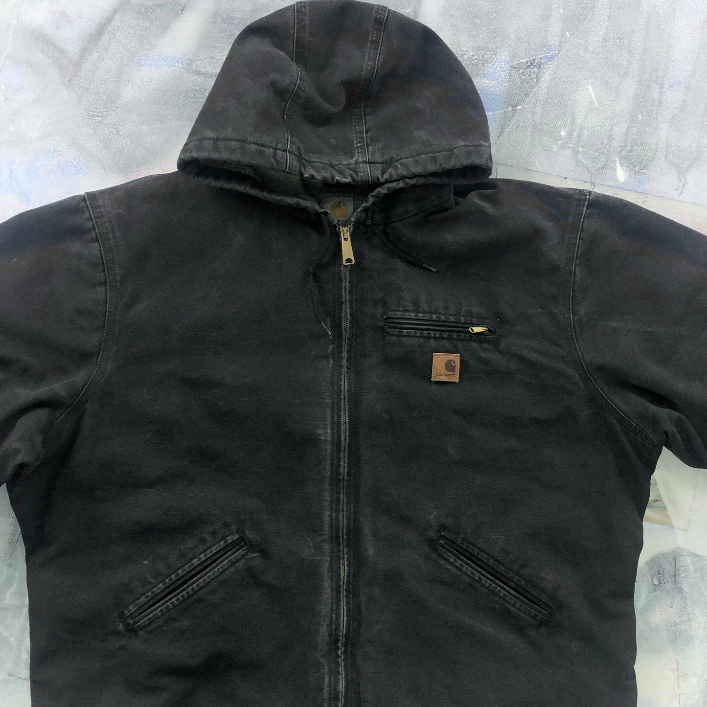 Vintage Carhartt J141 Sherpa Lined Workwear Hooded Zip Jacket XXL