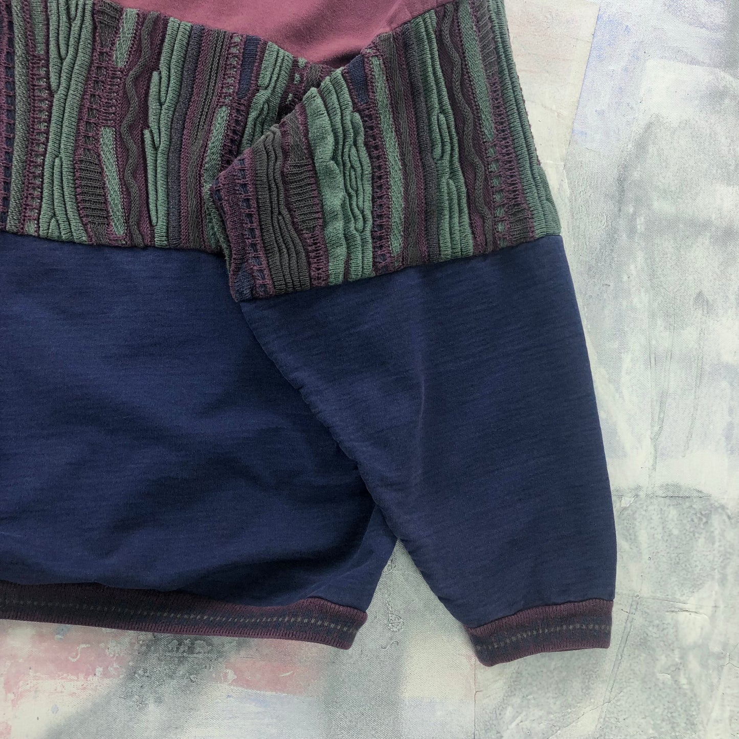 Vintage 90s Tundra Stripe Half Knitted Long Sleeve Polo Sweatshirt XXXL