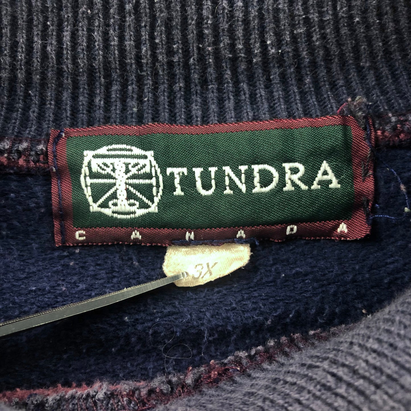 Vintage 90s Tundra Stripe Half Knitted Long Sleeve Polo Sweatshirt XXXL