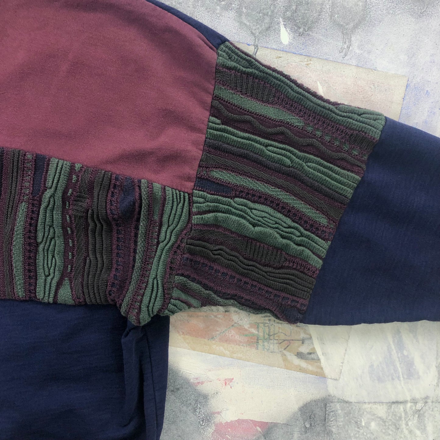Vintage 90s Tundra Stripe Half Knitted Long Sleeve Polo Sweatshirt XXXL