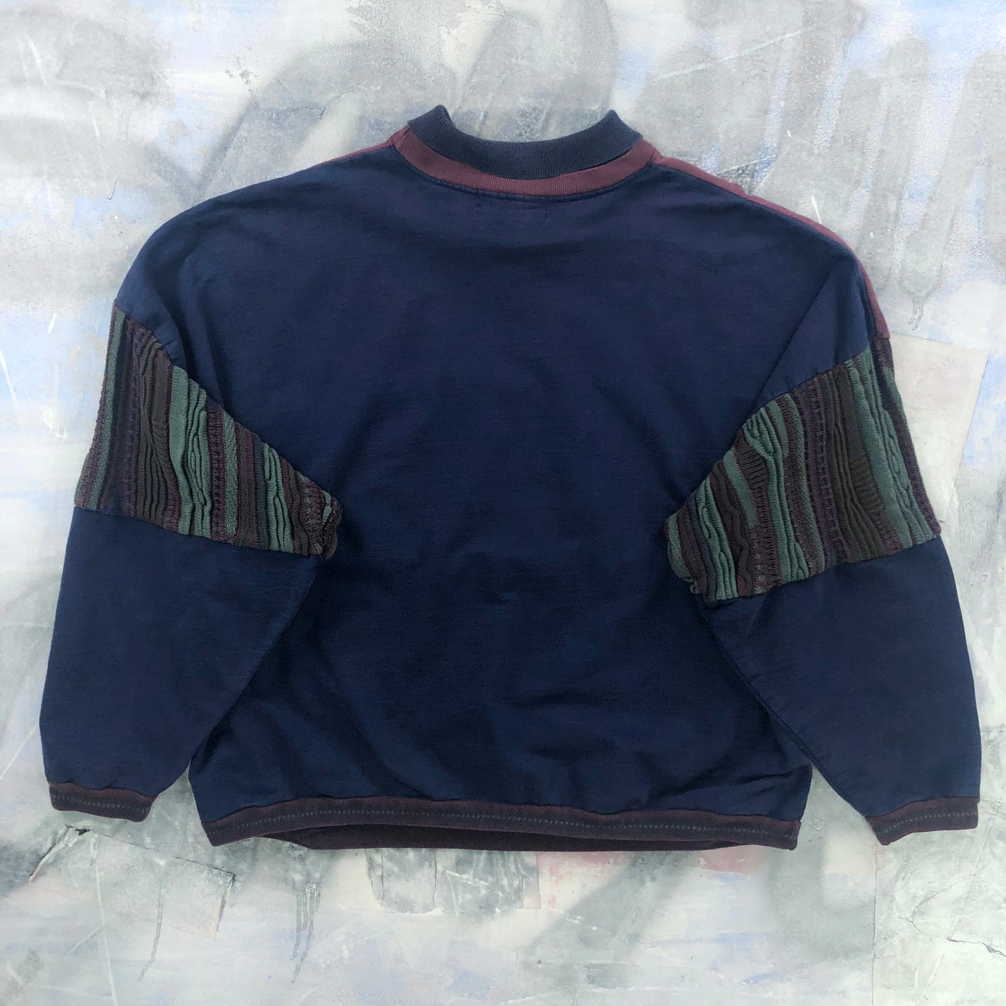 Vintage 90s Tundra Stripe Half Knitted Long Sleeve Polo Sweatshirt XXXL