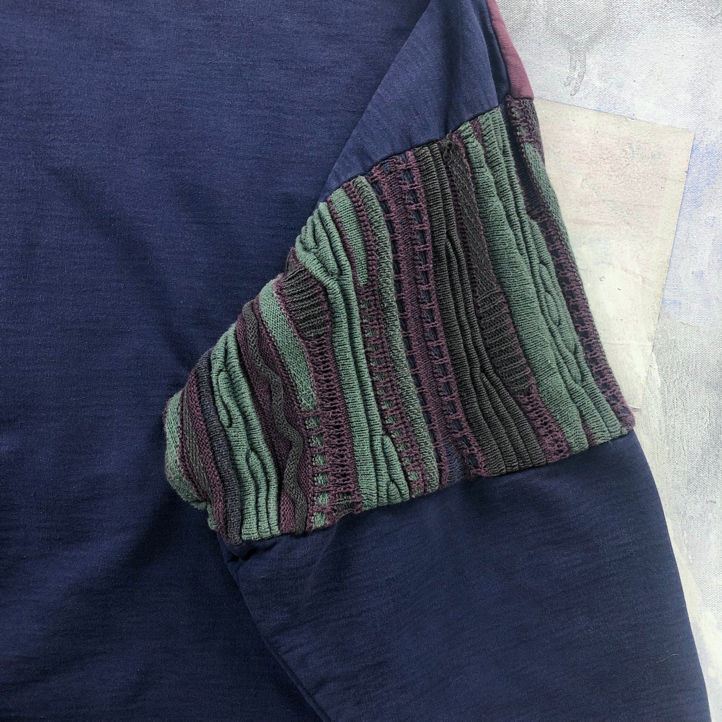 Vintage 90s Tundra Stripe Half Knitted Long Sleeve Polo Sweatshirt XXXL