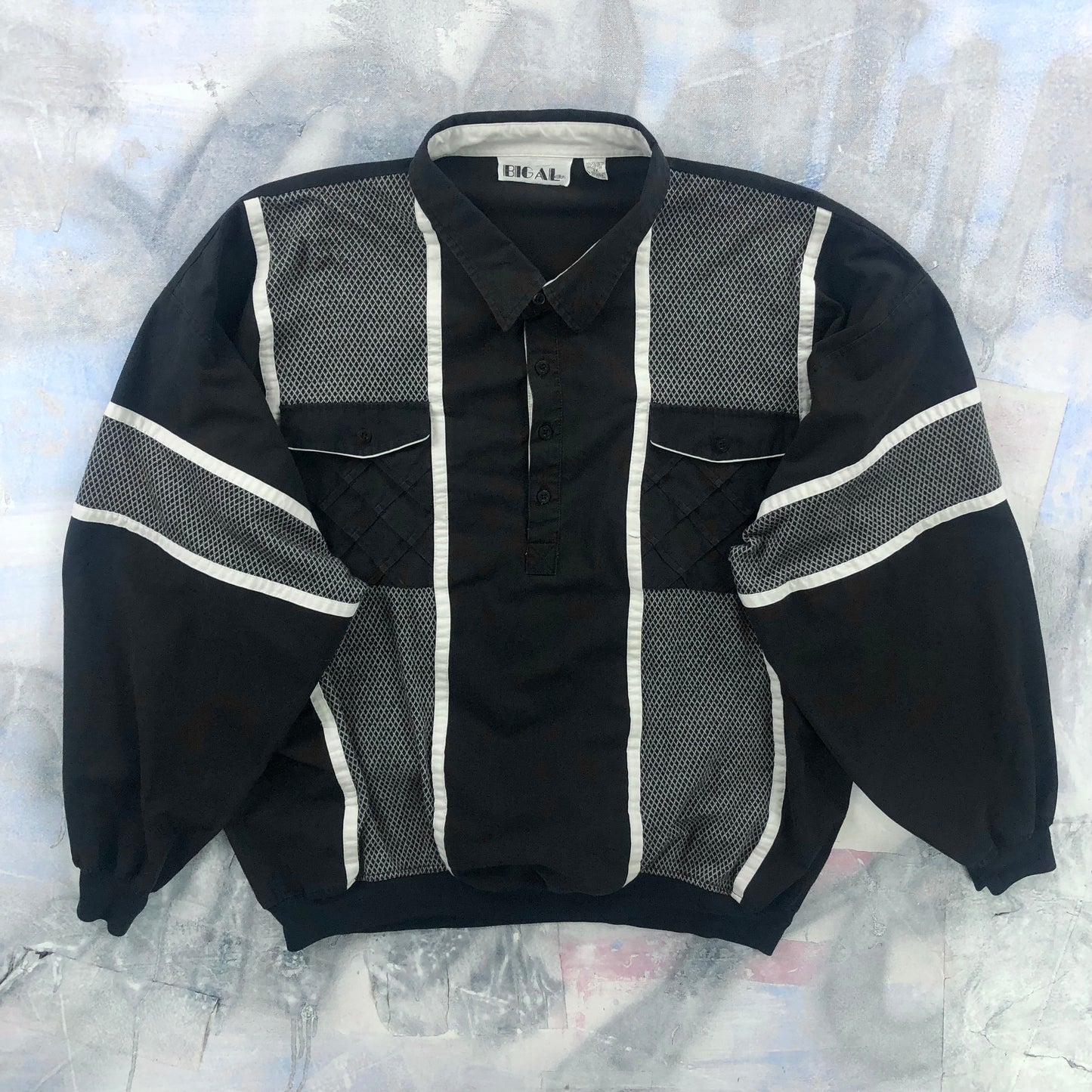 Vintage 90s Stripe Quarter Button Polo Long Sleeve Sweatshirt XXXL