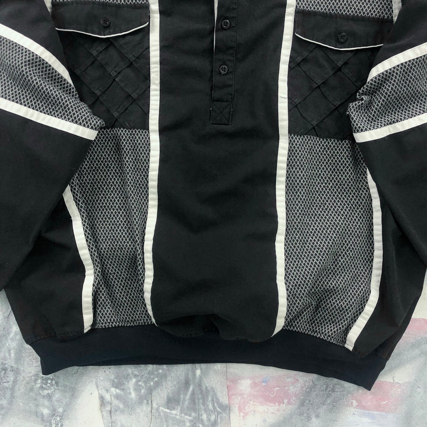 Vintage 90s Stripe Quarter Button Polo Long Sleeve Sweatshirt XXXL