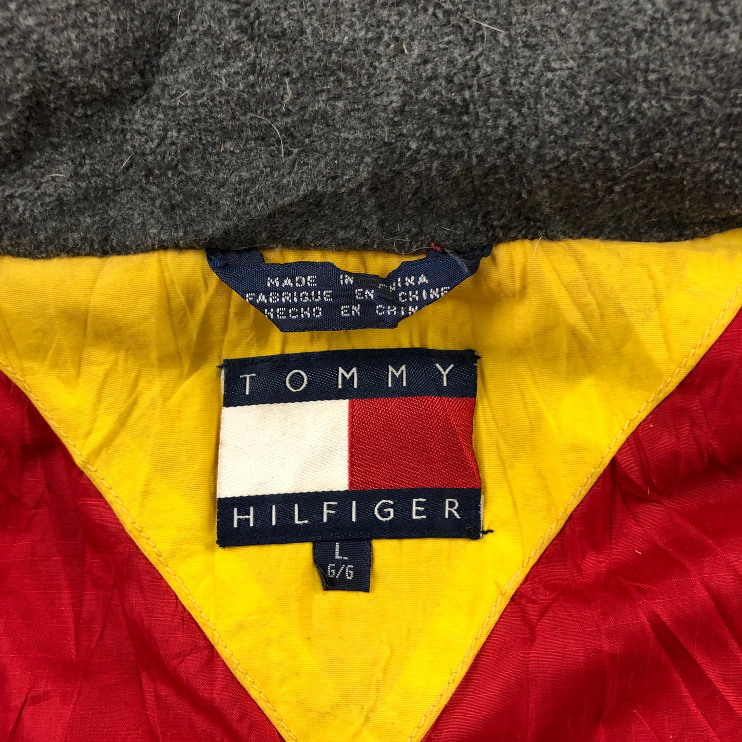 Vintage 90s Tommy Hilfiger Down Hooded Zip Jacket L