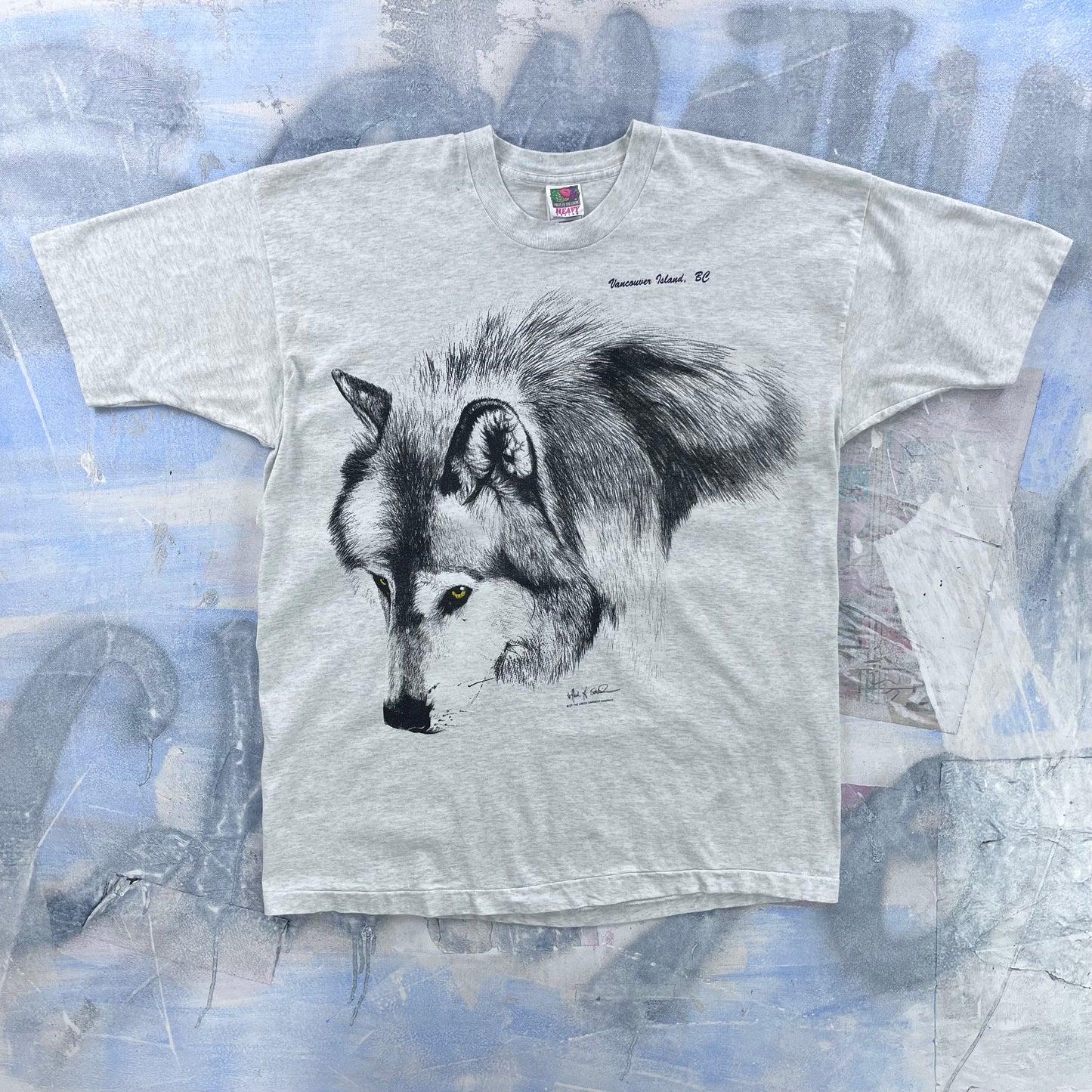 Vintage 90s Lone Wolf Vancouver Island BC Single Stitch T Shirt XXL