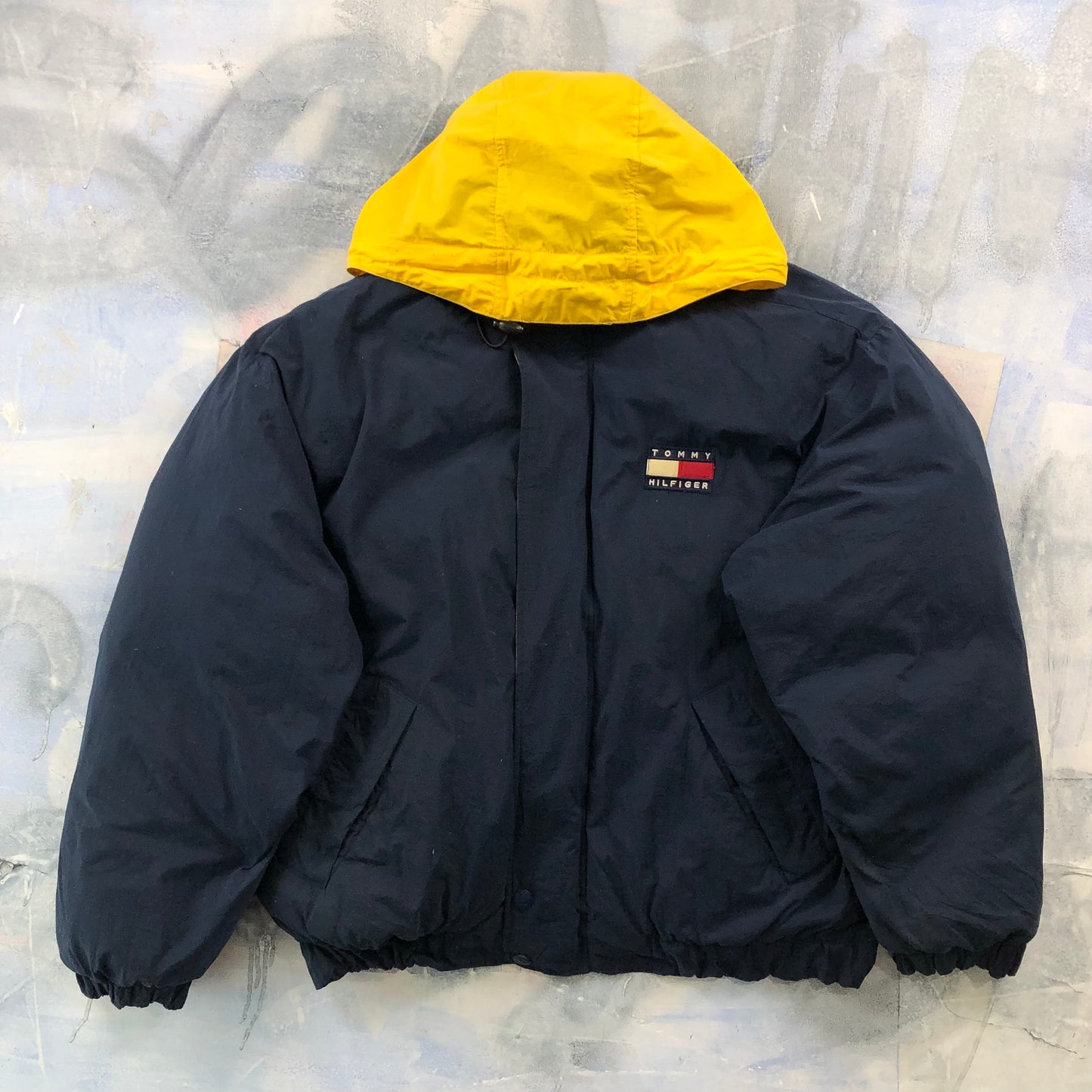 Vintage 90s Tommy Hilfiger Down Hooded Zip Jacket L